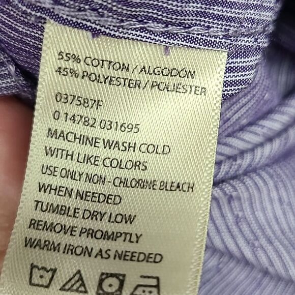 Haggar Men's XL Purple Pique Fitted Short Sleeve Camp Casual Button Down Shirt - Picture 7 of 9